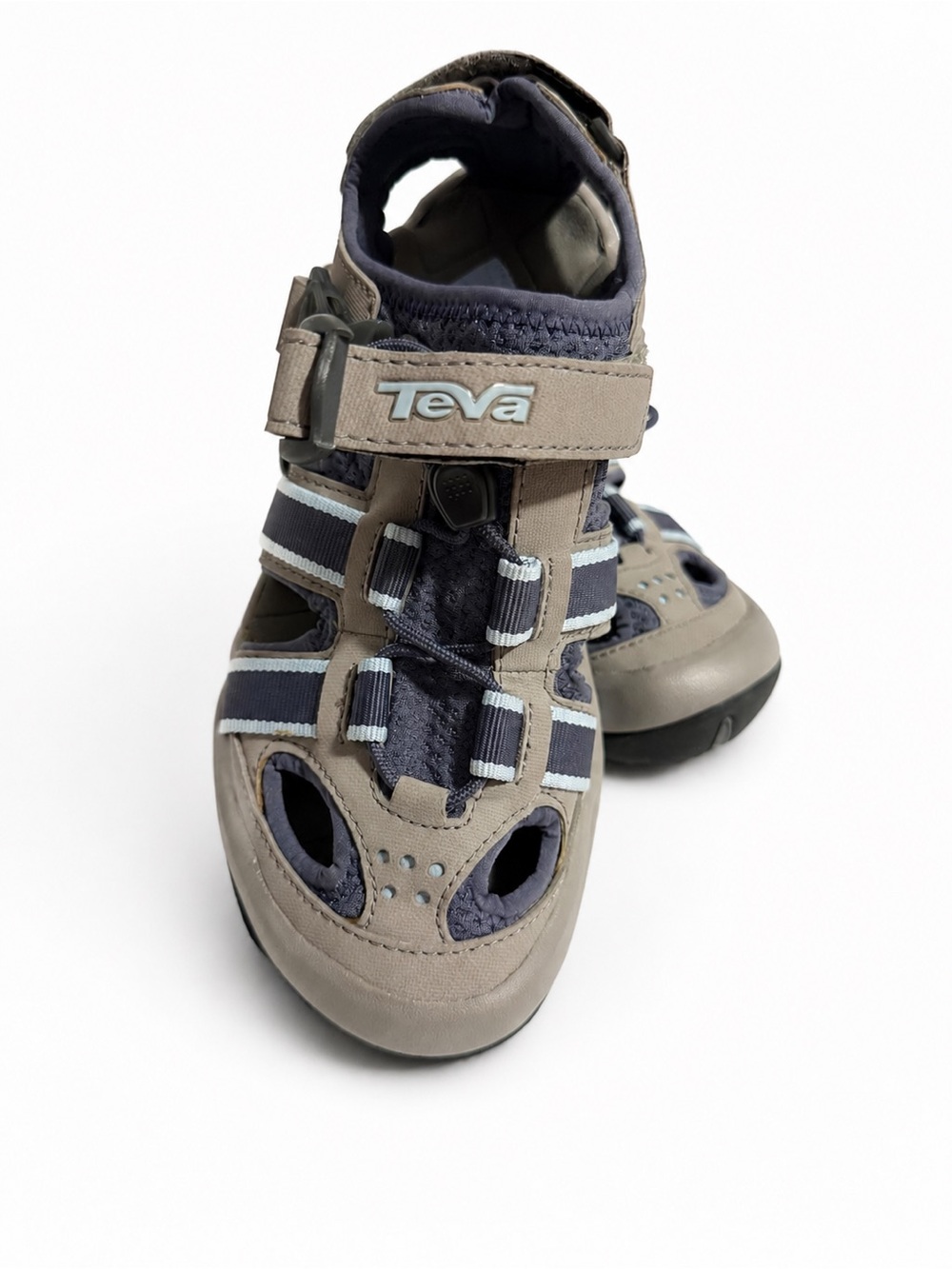 Teva Kids Sandals in Taupe and Navy with Hook-and-Loop Straps